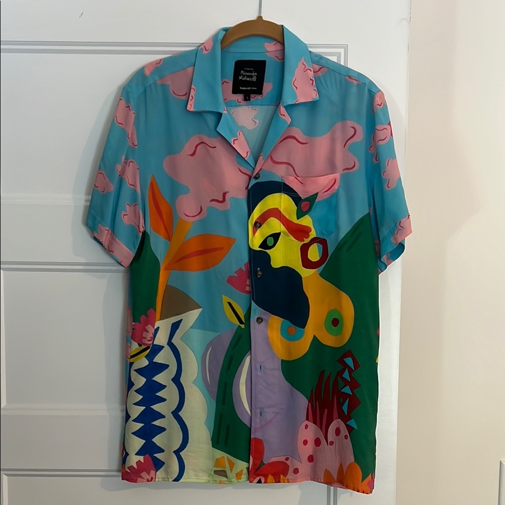 Desigual Blue and Pink Casual Button Down Shirt